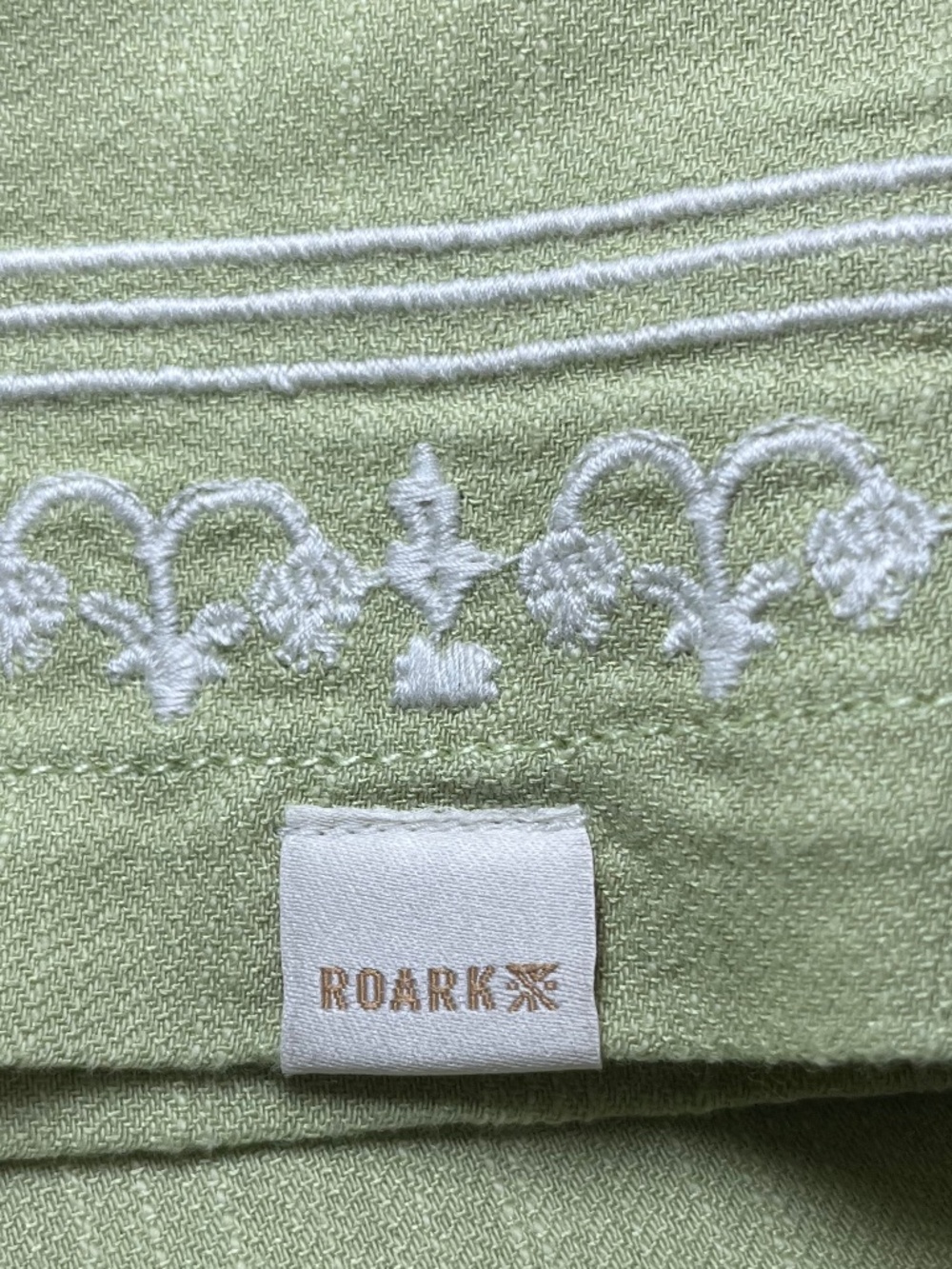 Roark Embroidered Cropped Pear Green Walk in the Woods Blouse Size S - Picture 6 of 10